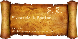 Plancsák Rodion névjegykártya